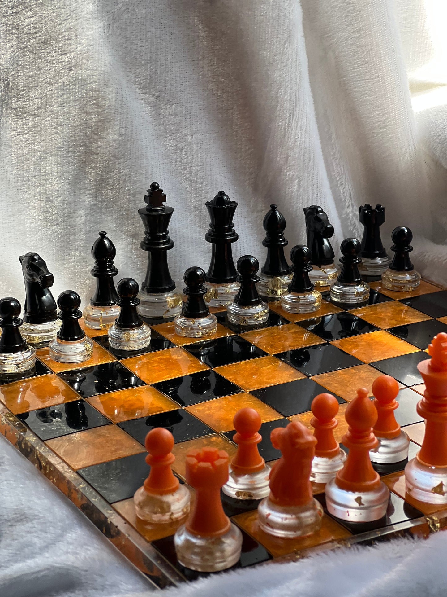 Resin Chessboard Set, Personalized Chess Pieces, Handmade Gift for Him, Father's Day Gift, Husband Present, Unique Strategy Game, Game Board