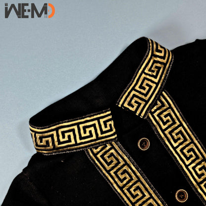 Elegant Islamic collar embroidery on baby romper for special occasions