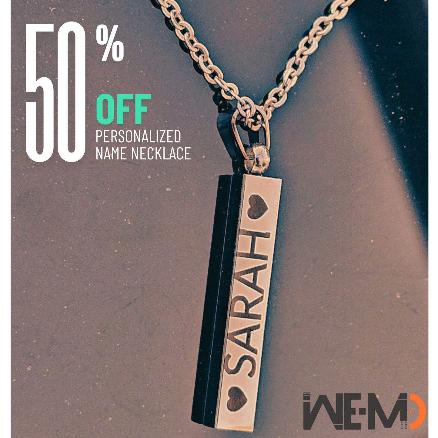 Personalized Necklace Names Engraved Coordinates, Vertical Bar Necklaces for Woman, Date Necklace 3D Bar Gold, Silver, Rose Gold Custom Gift