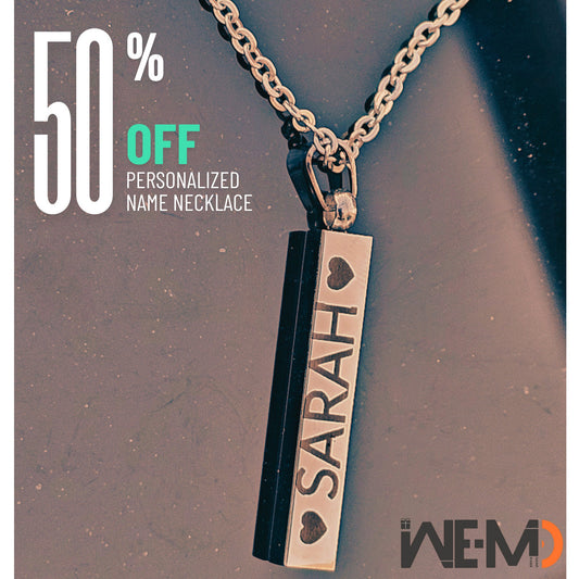 Personalized Necklace Names Engraved Coordinates, Vertical Bar Necklaces for Woman, Date Necklace 3D Bar Gold, Silver, Rose Gold Custom Gift