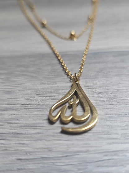 Allah Necklace - Unique Double Layer Islamic Jewelry - Gold Plated Gift for Muslim Women