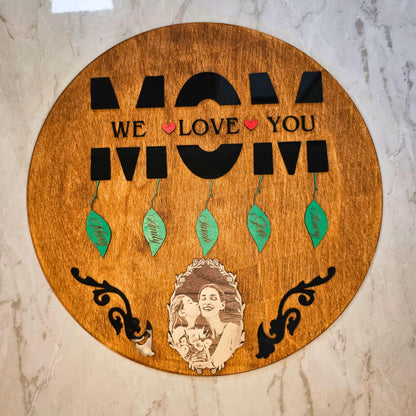 Custom Mothers Day Gift for Mom – Personalized Wall Art Sign with Engraved Names & Photo – Family Keepsake for Mom, Grandma, or Wife – Custom Wood Plaque – Birthday Gift – Gift from Daughter Son Kids – New Mom Gift – Home Decor for Mother’s Day