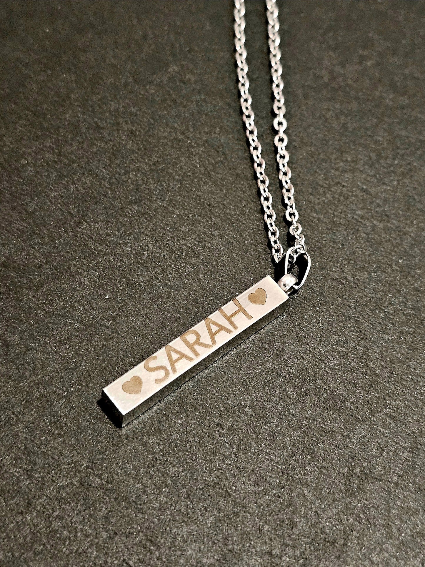 Personalized Necklace Names Engraved Coordinates, Vertical Bar Necklaces for Woman, Date Necklace 3D Bar Gold, Silver, Rose Gold Custom Gift
