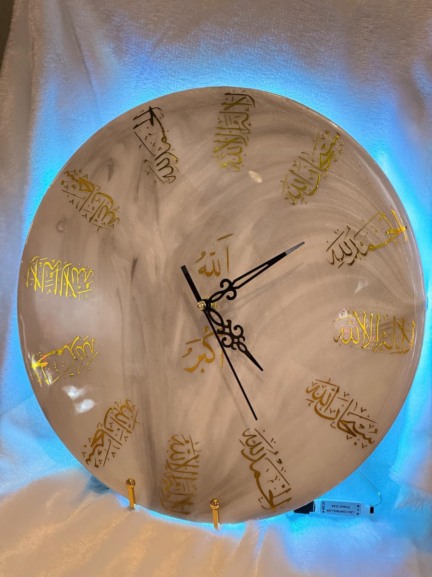 Tasbeh Clock | Resin/Wood Clock | Resin Art Decoration | Islamic Decoration | Islamic Clock