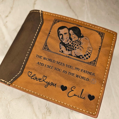 Personalized Wallet for Men – Custom Engraved Leather Wallet for Him – Fathers Day Gift, Dad Birthday Gift, husband gift, Money Holder