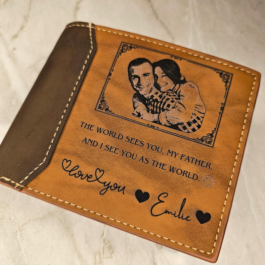Personalized Wallet for Men – Custom Engraved Leather Wallet for Him – Fathers Day Gift, Dad Birthday Gift, husband gift, Money Holder