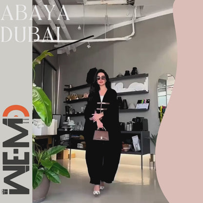Luxury Dubai Style Abaya for Women – Buckle Kaftan Thobe | Modest Muslim Jilbab Dress | Open Kimono Cardigan for Eid, Ramadan, Prayer, Nikkah
