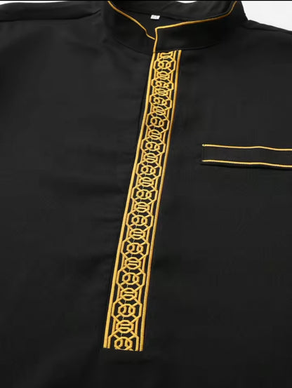 Luxury Embroidered Men’s Thobe – Muslim Kaftan Robe | Arabic Galabiya Jubba | Eid Outfit | Islamic Wear for Men