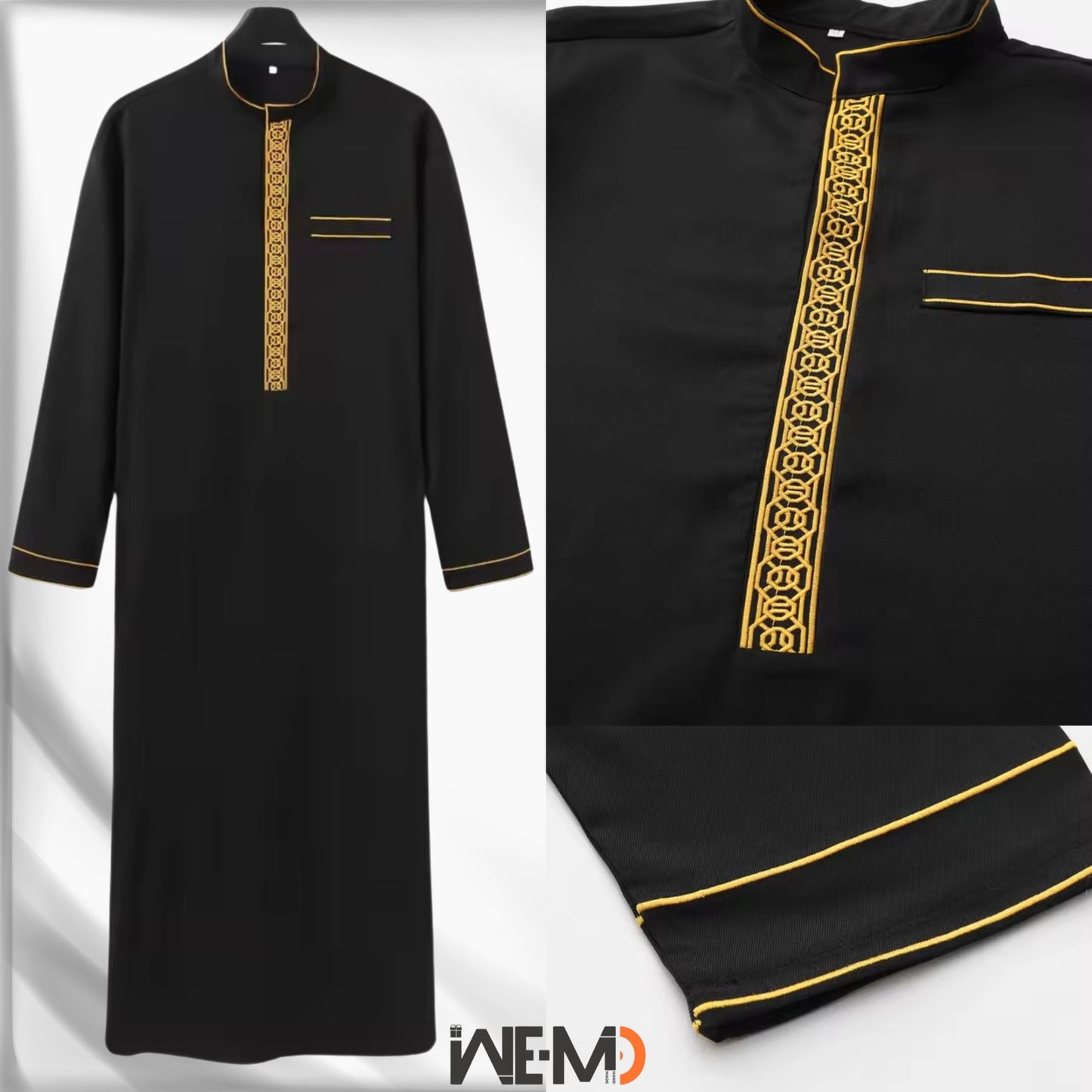 Luxury Embroidered Men’s Thobe – Muslim Kaftan Robe | Arabic Galabiya Jubba | Eid Outfit | Islamic Wear for Men