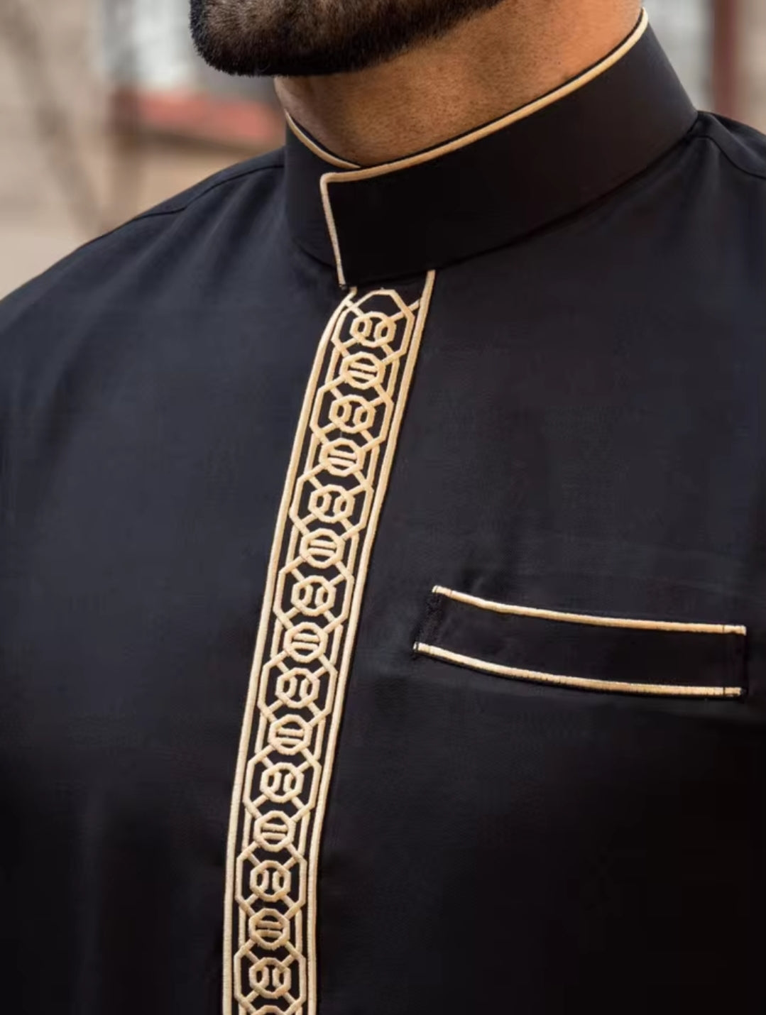 Luxury Embroidered Men’s Thobe – Muslim Kaftan Robe | Arabic Galabiya Jubba | Eid Outfit | Islamic Wear for Men