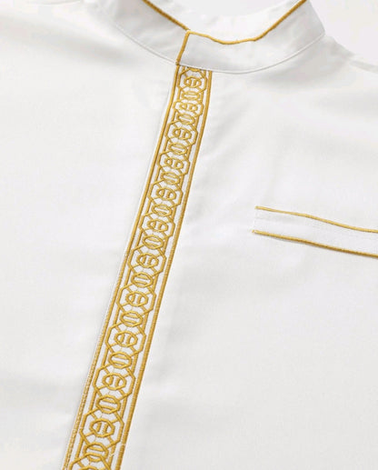 Luxury Embroidered Men’s Thobe – Muslim Kaftan Robe | Arabic Galabiya Jubba | Eid Outfit | Islamic Wear for Men