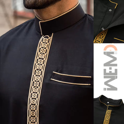 Luxury Embroidered Men’s Thobe – Muslim Kaftan Robe | Arabic Galabiya Jubba | Eid Outfit | Islamic Wear for Men