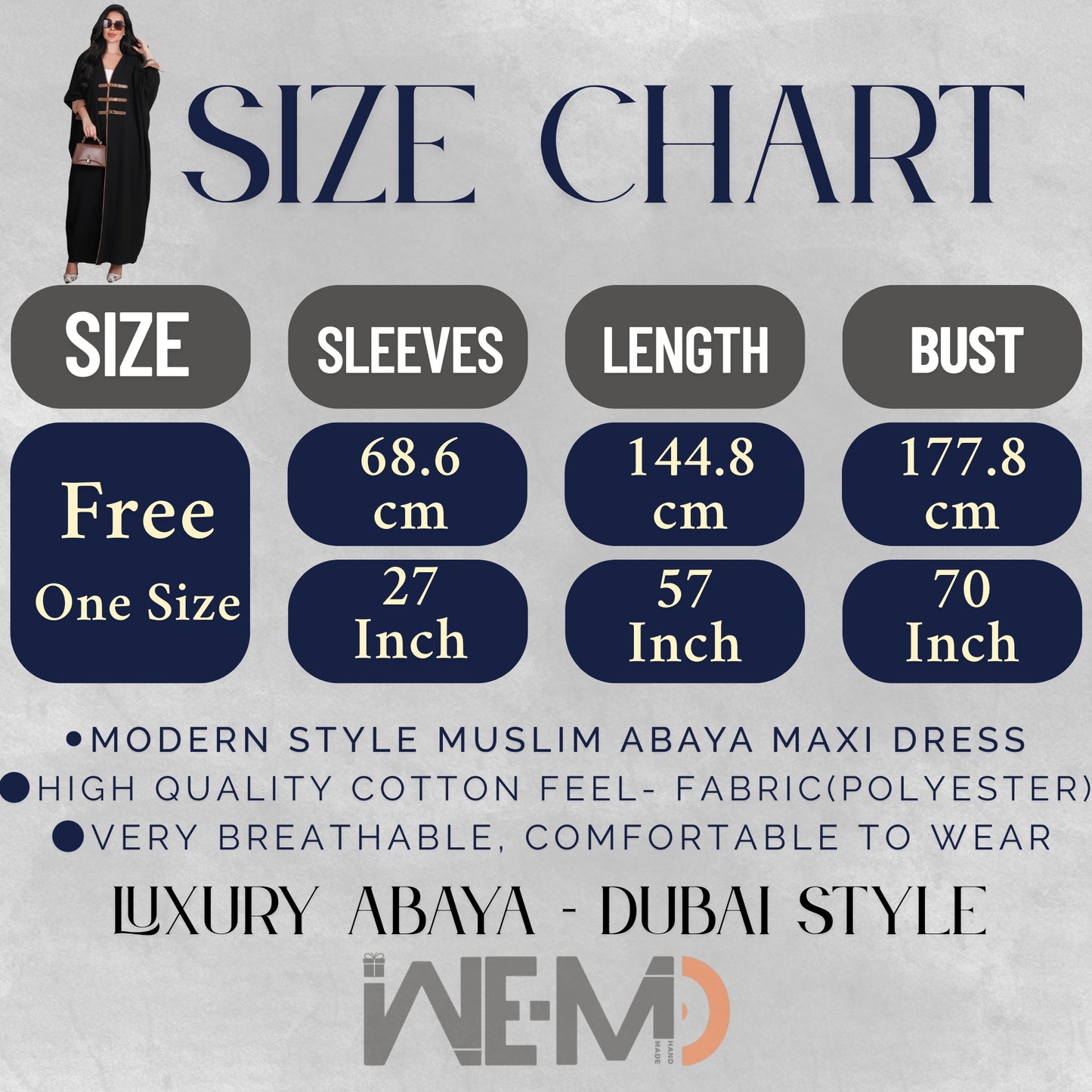 Luxury Dubai Style Abaya for Women – Buckle Kaftan Thobe | Modest Muslim Jilbab Dress | Open Kimono Cardigan for Eid, Ramadan, Prayer, Nikkah