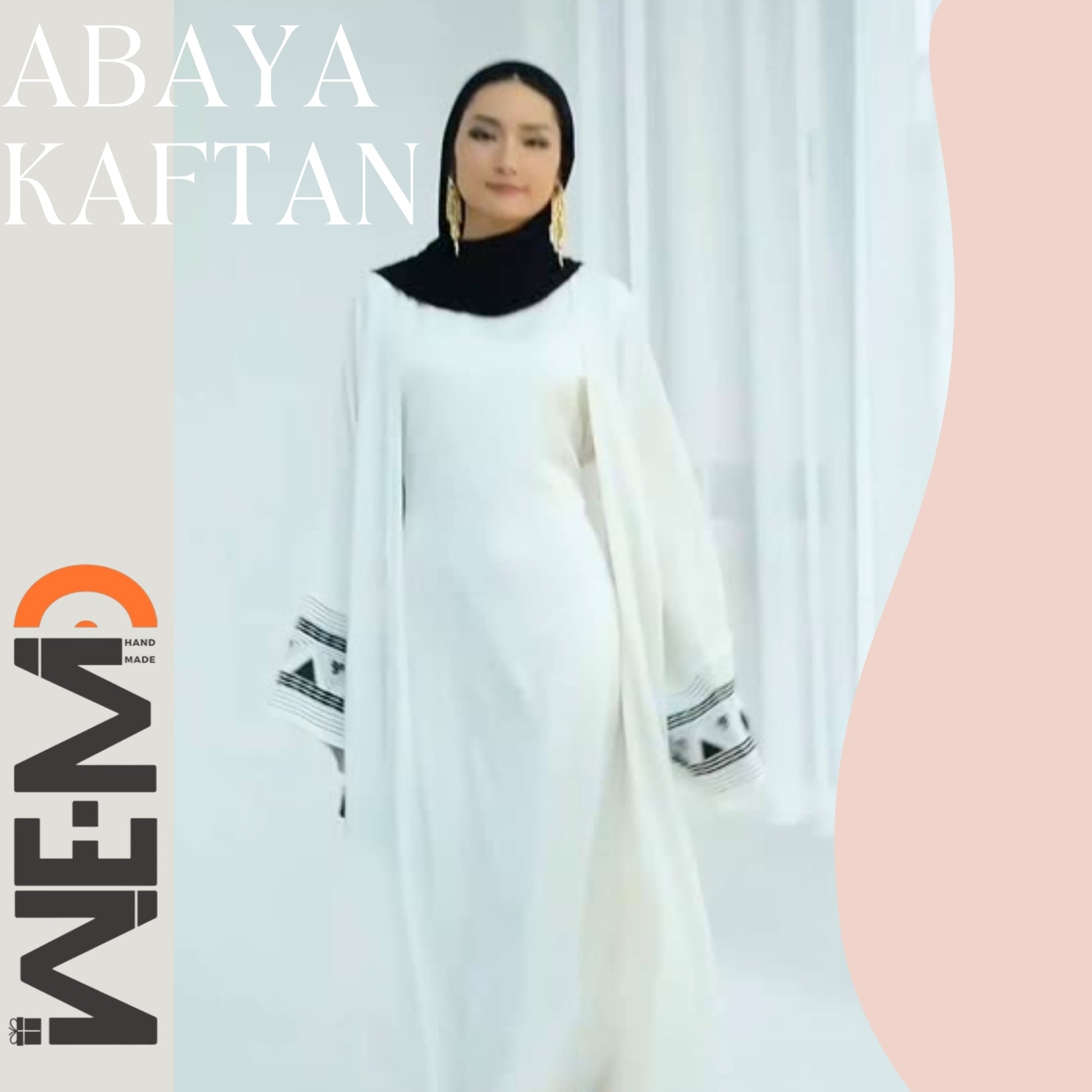 Modern white abaya kaftan dress – elegant and breathable – perfect for special Islamic events