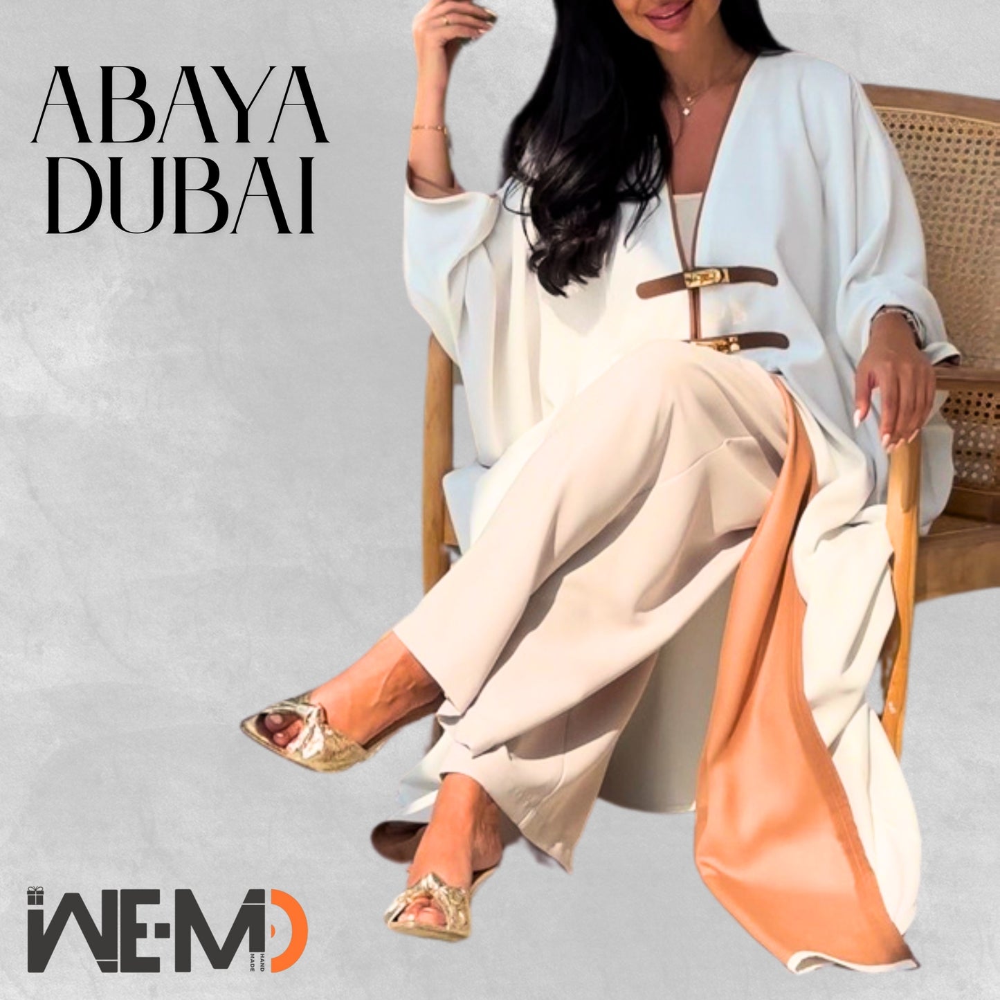 Luxury Dubai Style Abaya for Women – Buckle Kaftan Thobe | Modest Muslim Jilbab Dress | Open Kimono Cardigan for Eid, Ramadan, Prayer, Nikkah