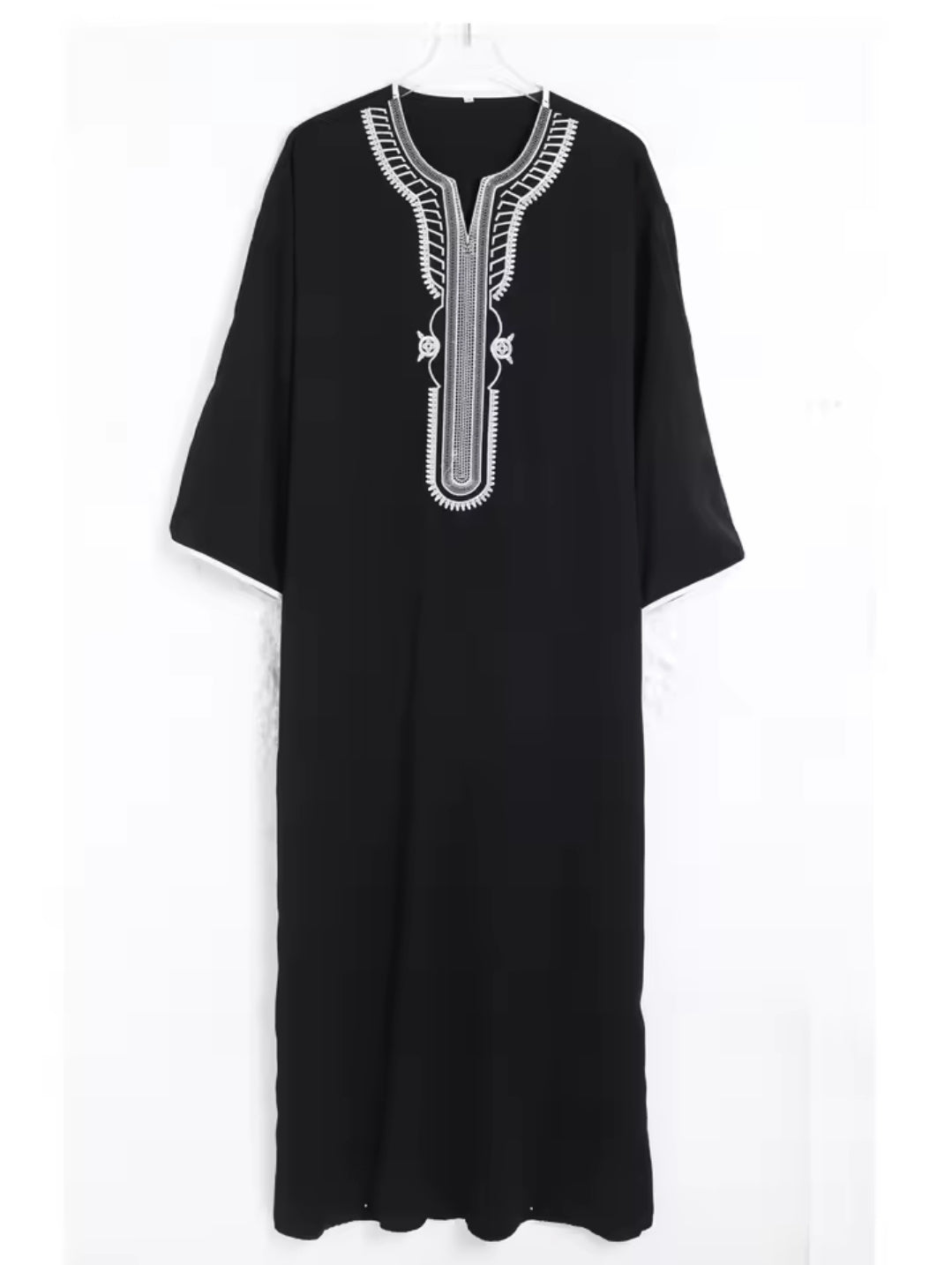 Moroccan Style Men's Thobe – Traditional Embroidered Islamic Caftan Jalabiya Robe | Muslim Clothing for Eid, Ramadan & Prayer